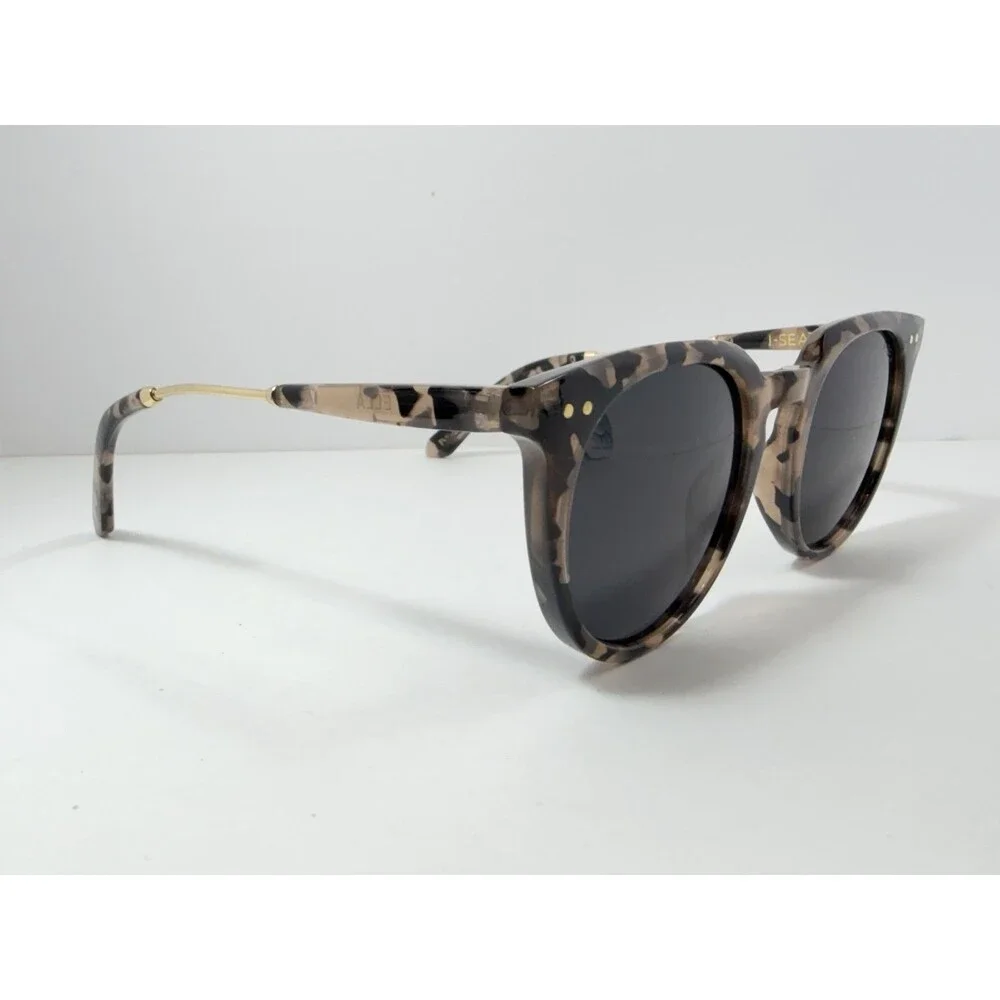 I-SEA Ella Polarized Round Cat Eye Sunglasses Light Tortoise Frame Gray Lenses